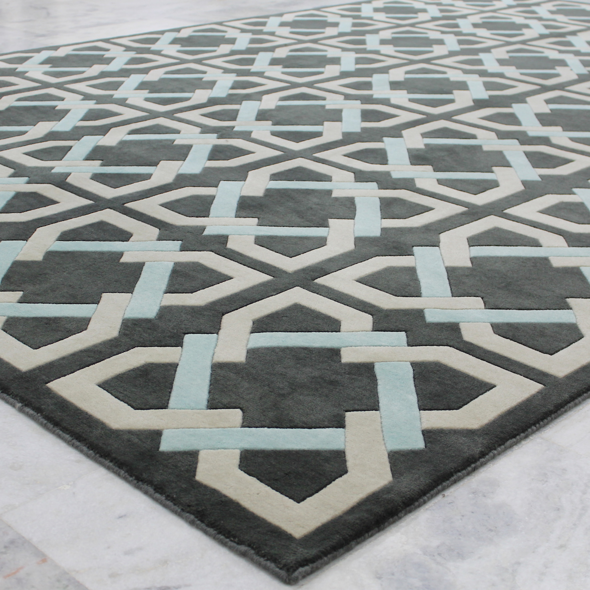 Pastel blue Geometric rug